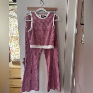 GiGiO Pink and White Crop Top and Pant SET